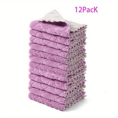 12pcs Dish Towels & Cloths Absorbent Scouring Pads Coral Velvet