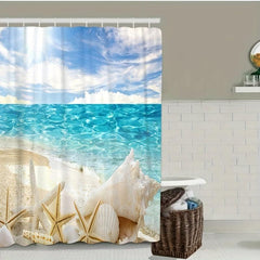 3D Digital Bathroom Waterproof Polyester Shower Curtain