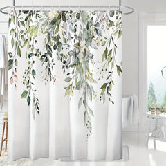 Flowers Green Leaves Shower Curtain Plant Leaves Bathroom Window Curtain