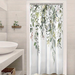Flowers Green Leaves Shower Curtain Plant Leaves Bathroom Window Curtain