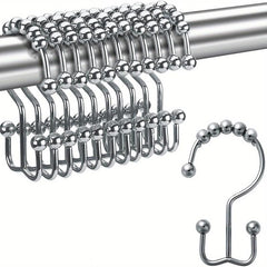 12pcs Golden Shower Curtain Hooks Roller Ball Double Hook Waterproof Rustproof