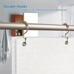 12pcs Golden Shower Curtain Hooks Roller Ball Double Hook Waterproof Rustproof