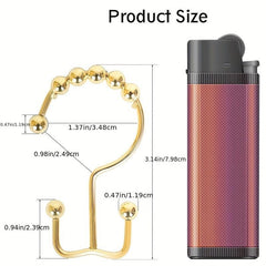 12pcs Golden Shower Curtain Hooks Roller Ball Double Hook Waterproof Rustproof