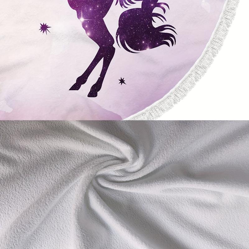 Unicorn Pattern Beach Mat with Tassels Edge Sun Protection Shawl