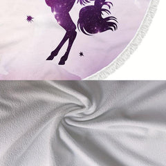 Unicorn Pattern Beach Mat with Tassels Edge Sun Protection Shawl