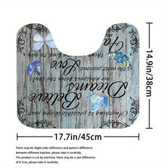 Wooden Door Butterfly Shower Curtain Set Bathroom Decor