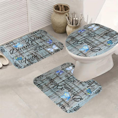 Wooden Door Butterfly Shower Curtain Set Bathroom Decor