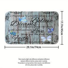 Wooden Door Butterfly Shower Curtain Set Bathroom Decor