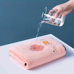 Planet Embroidered Coral Fleece Bath Towel Soft Skin-friendly Absorbent Towel