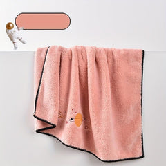 Planet Embroidered Coral Fleece Bath Towel Soft Skin-friendly Absorbent Towel