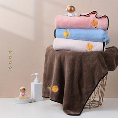 Planet Embroidered Coral Fleece Bath Towel Soft Skin-friendly Absorbent Towel