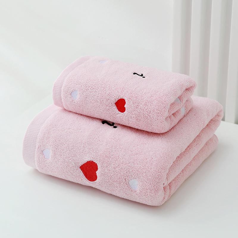 Heart Embroidery Towel Pure Cotton Thickened Couples Household Supplies