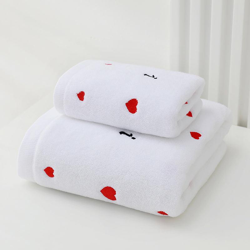 Heart Embroidery Towel Pure Cotton Thickened Couples Household Supplies