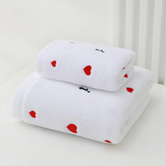 Heart Embroidery Towel Pure Cotton Thickened Couples Household Supplies