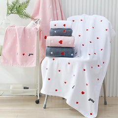 Heart Embroidery Towel Pure Cotton Thickened Couples Household Supplies