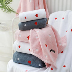 Heart Embroidery Towel Pure Cotton Thickened Couples Household Supplies
