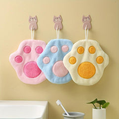 Cartoon Paw Fingertip Towel Coral Fleece Hand Wipe Cloth
