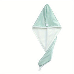 Hair Towel With Button Soft Hair Drying Cap Double Layer Hair Towel