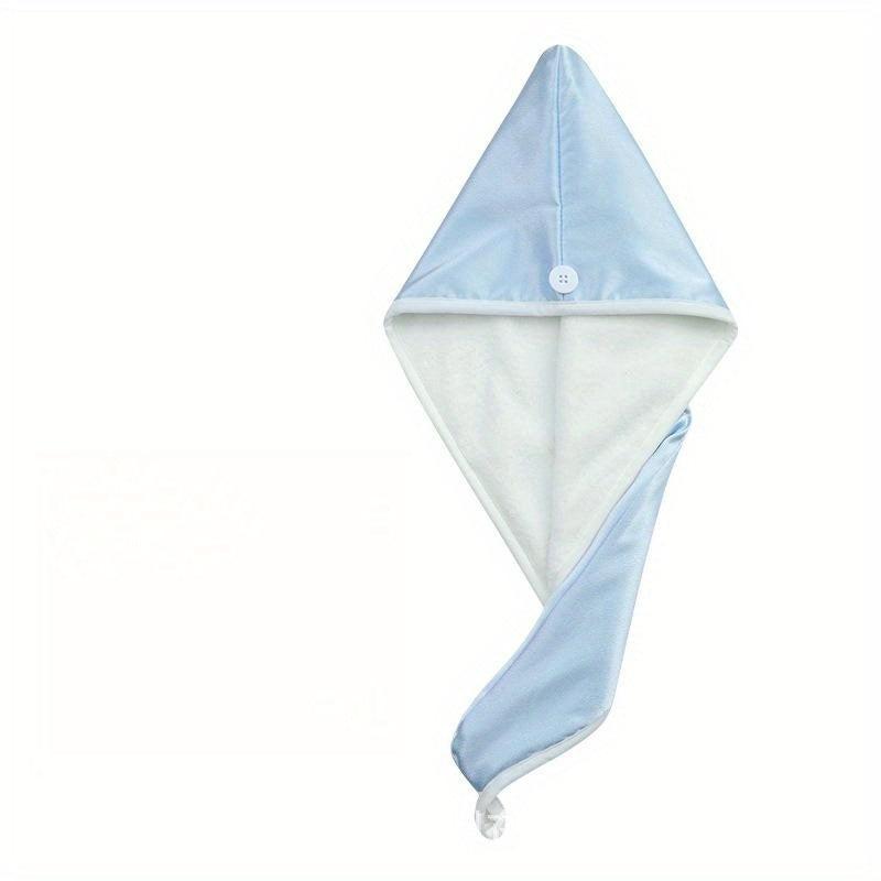 Hair Towel With Button Soft Hair Drying Cap Double Layer Hair Towel