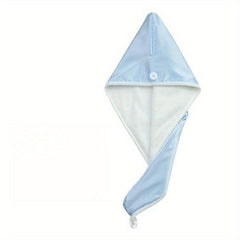 Hair Towel With Button Soft Hair Drying Cap Double Layer Hair Towel