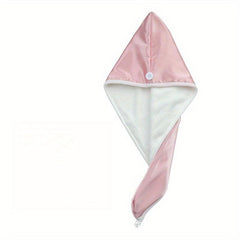 Hair Towel With Button Soft Hair Drying Cap Double Layer Hair Towel