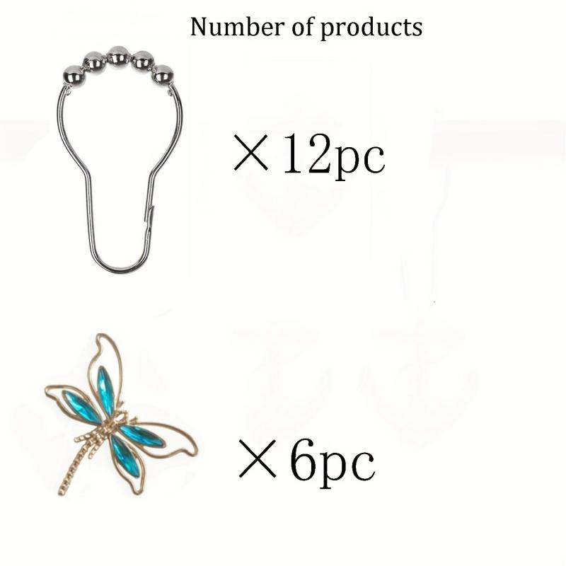 Dragonfly Shower Curtain Hook Rust-proof Rings Bathroom Decor