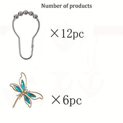 Dragonfly Shower Curtain Hook Rust-proof Rings Bathroom Decor