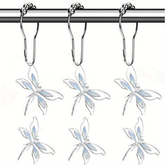 Dragonfly Shower Curtain Hook Rust-proof Rings Bathroom Decor
