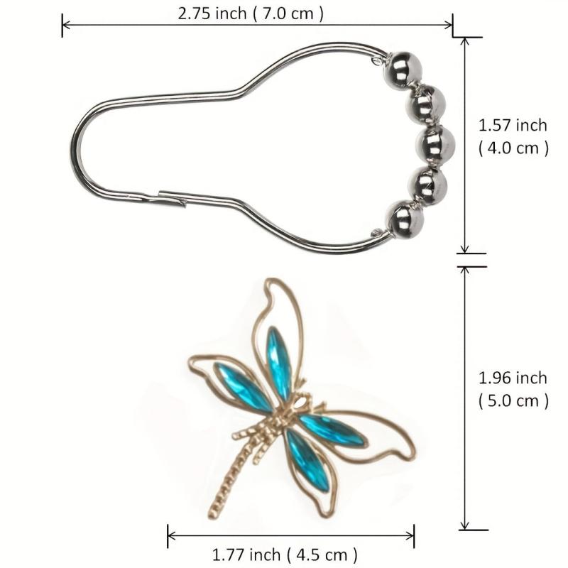 Dragonfly Shower Curtain Hook Rust-proof Rings Bathroom Decor