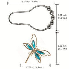Dragonfly Shower Curtain Hook Rust-proof Rings Bathroom Decor