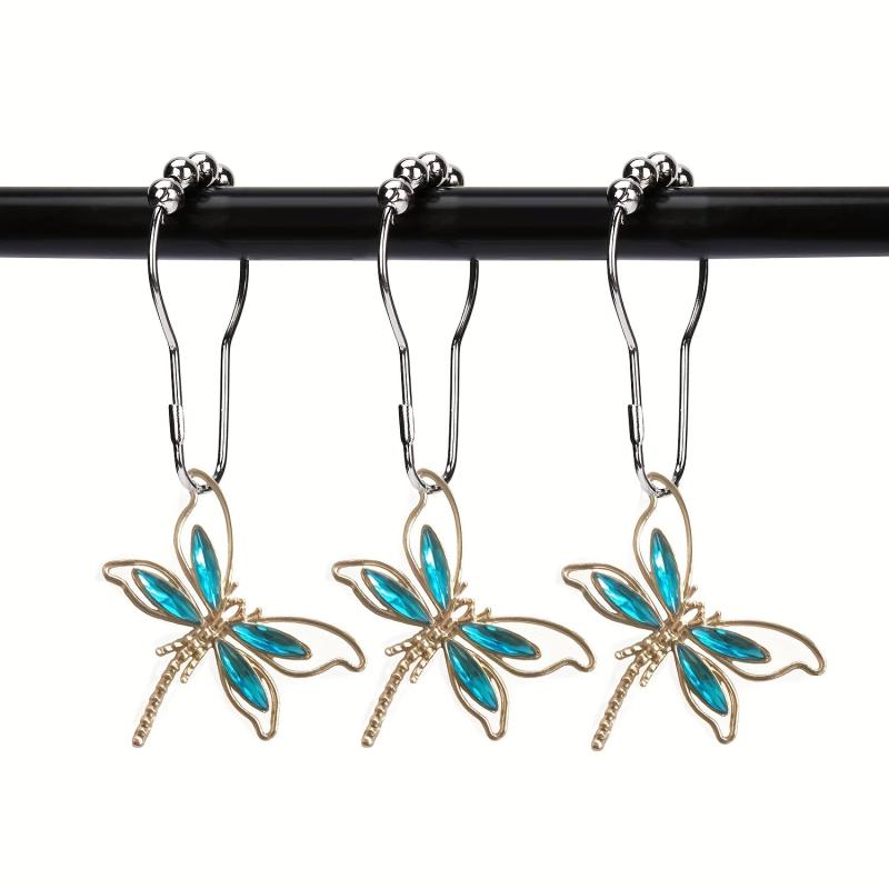 Dragonfly Shower Curtain Hook Rust-proof Rings Bathroom Decor
