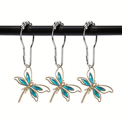 Dragonfly Shower Curtain Hook Rust-proof Rings Bathroom Decor