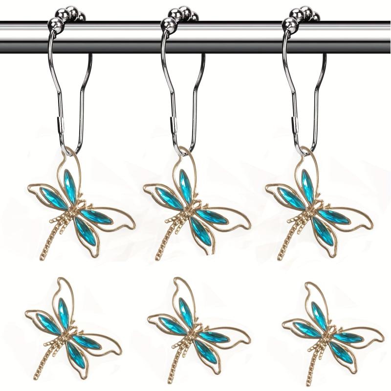 Dragonfly Shower Curtain Hook Rust-proof Rings Bathroom Decor
