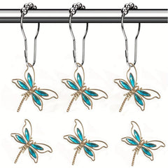 Dragonfly Shower Curtain Hook Rust-proof Rings Bathroom Decor