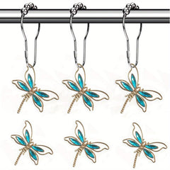 Dragonfly Shower Curtain Hook Rust-proof Rings Bathroom Decor