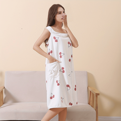 Cherry Printed Bath Towel for Adults with Pocket