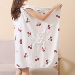 Cherry Printed Bath Towel for Adults with Pocket