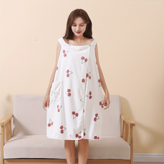 Cherry Printed Bath Towel for Adults with Pocket