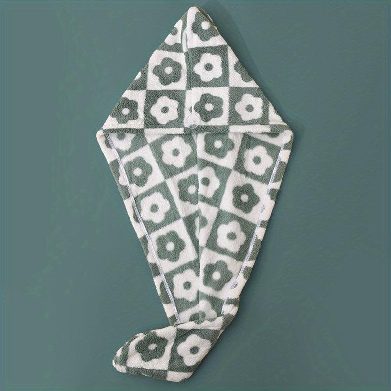 Absorbent Flower Hair Towel for Women Quick Drying Shower Cap