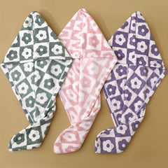 Absorbent Flower Hair Towel for Women Quick Drying Shower Cap