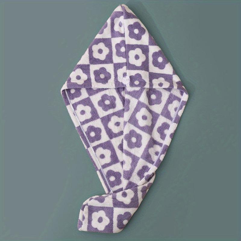 Absorbent Flower Hair Towel for Women Quick Drying Shower Cap