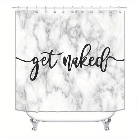 3pcs Marble Shower Curtain Set with 12 Hooks