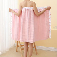 Women's Waffle Bathrobe Wrap Towel Soft Absorbent Bath Skirt