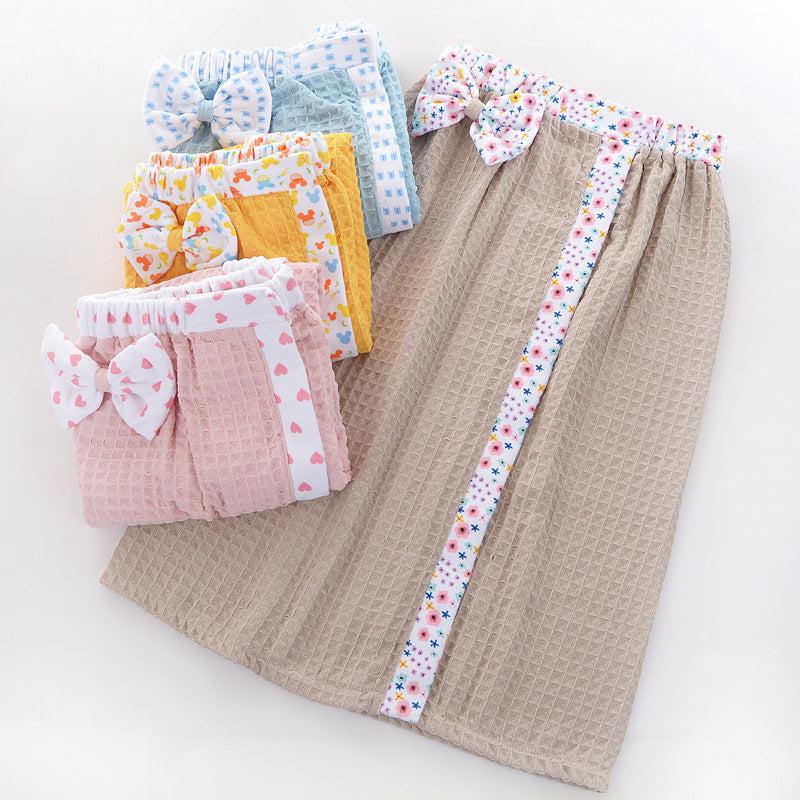 Women's Waffle Bathrobe Wrap Towel Soft Absorbent Bath Skirt