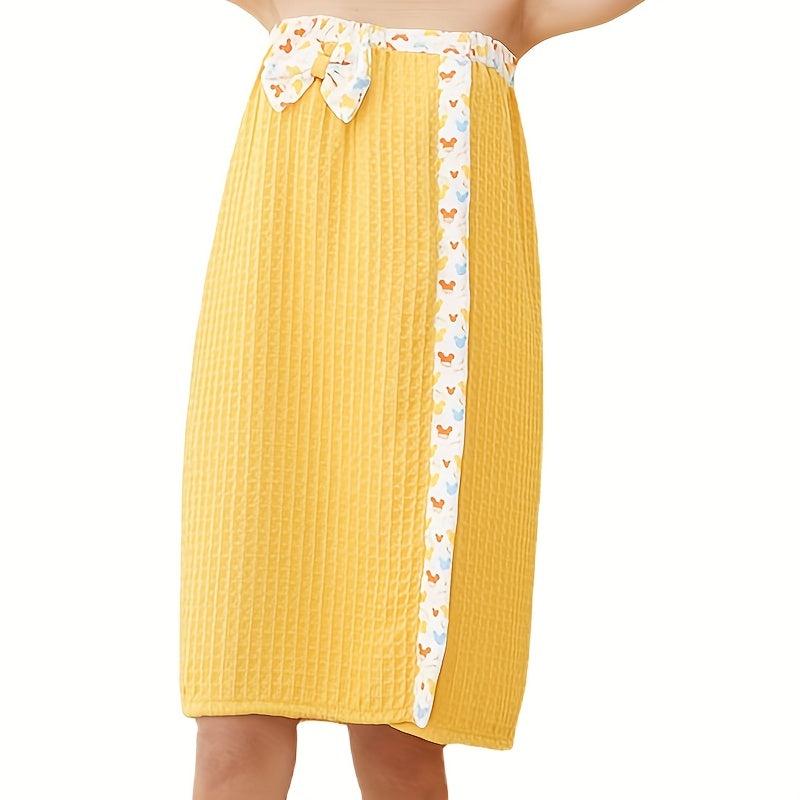 Women's Waffle Bathrobe Wrap Towel Soft Absorbent Bath Skirt