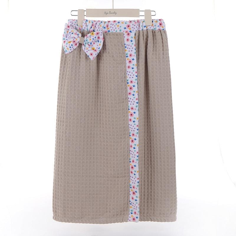 Women's Waffle Bathrobe Wrap Towel Soft Absorbent Bath Skirt