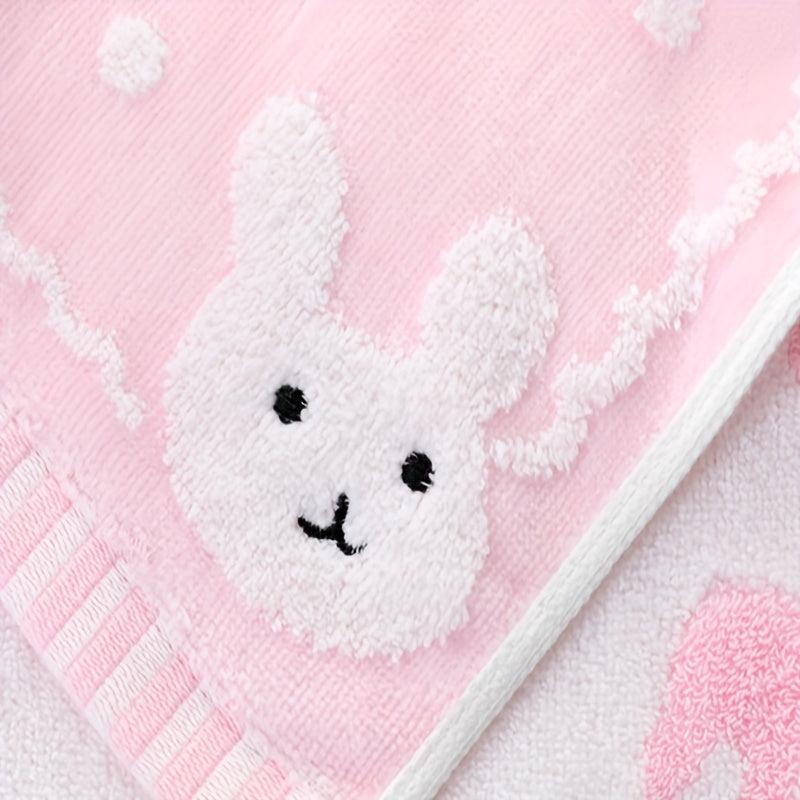Cute Cartoon Rabbit Children's Towel - Soft Cotton Face Wash Towel, 9.8x19.7in