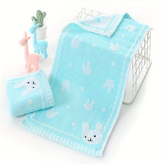 Cute Cartoon Rabbit Children's Towel - Soft Cotton Face Wash Towel, 9.8x19.7in