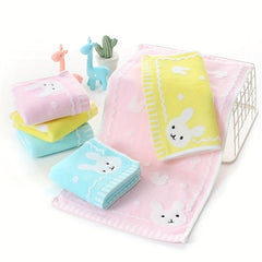 Cute Cartoon Rabbit Children's Towel - Soft Cotton Face Wash Towel, 9.8x19.7in
