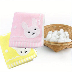 Cute Cartoon Rabbit Children's Towel - Soft Cotton Face Wash Towel, 9.8x19.7in